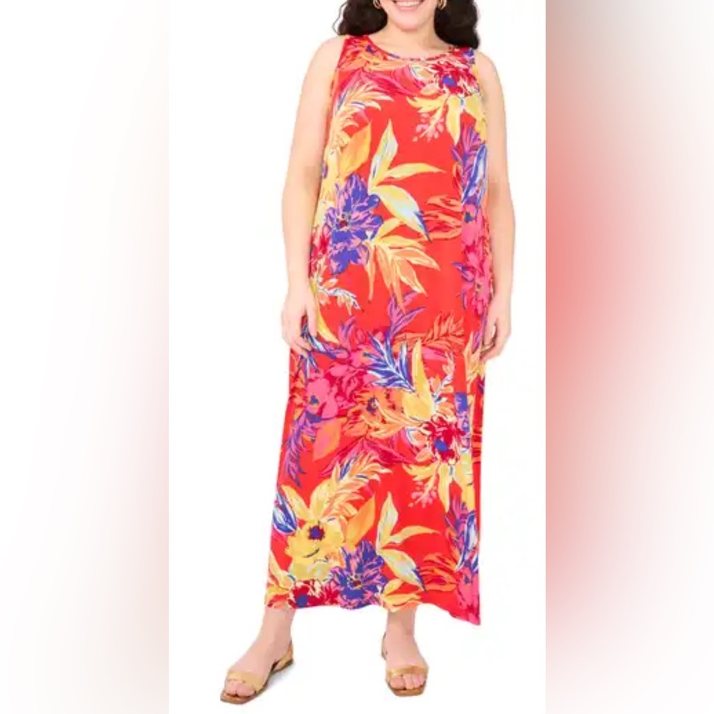 Vince Camuto Keyhole Back Maxi Dress in Poppy 2X EUC